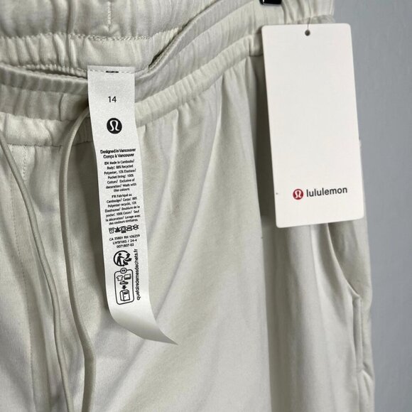 Lululemon Soft Jersey Straight Leg Heathered Bone Light Ivory Stretch Size 14 R - Picture 9 of 12